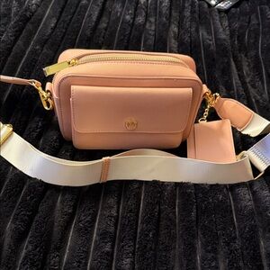 Chic Tan Crossbody Bag with Gold Accents